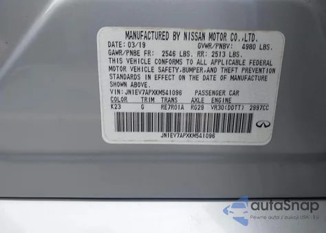 2019 Infiniti Q50 3.0T Signature Edition from USA, damaged, VIN JN1EV7APXKM541096